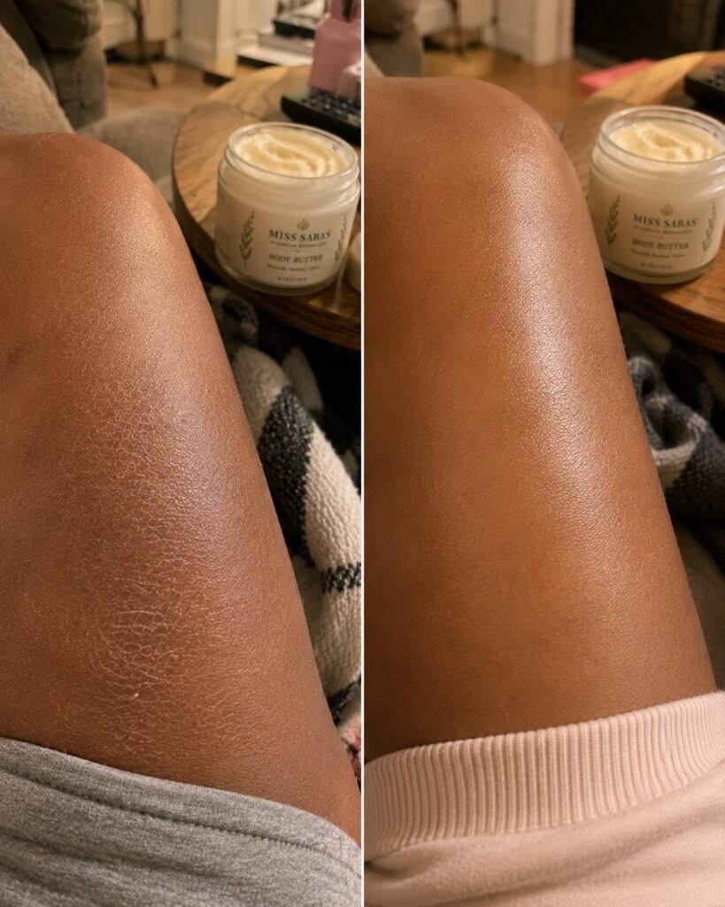 Body Butter before and after, thigh